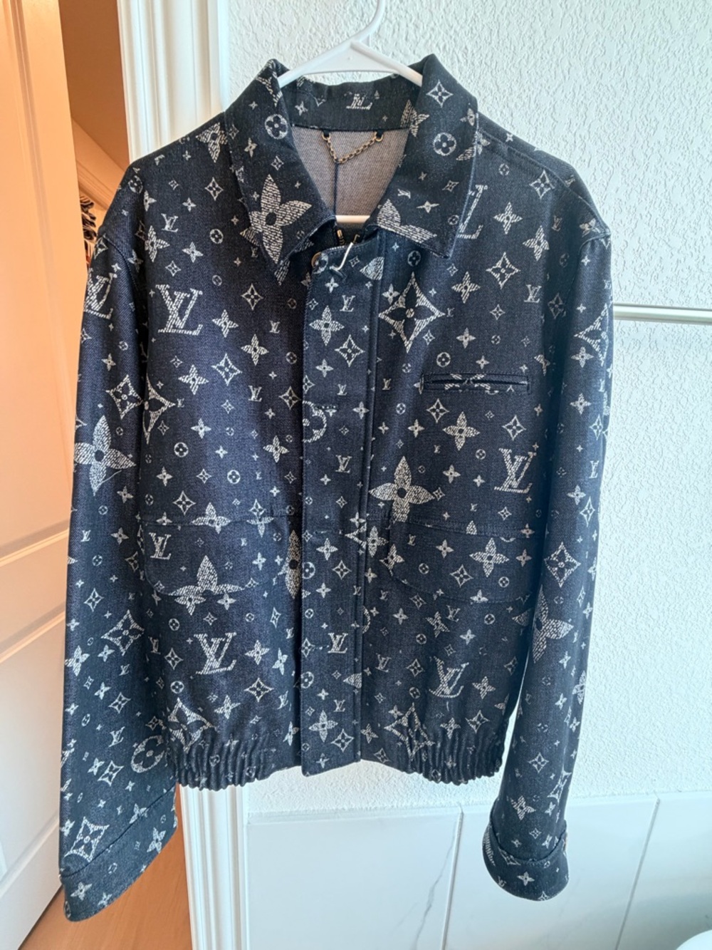 Louis Vuitton Blue Label on Black-Trim Jacket